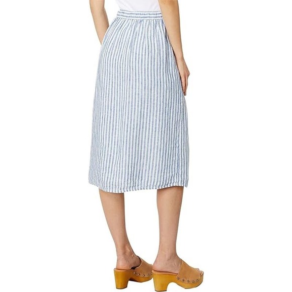 Faherty Women's Button Front Low Tide Stripe Whitley Skirt Blue White Size L NWT - Picture 2 of 12